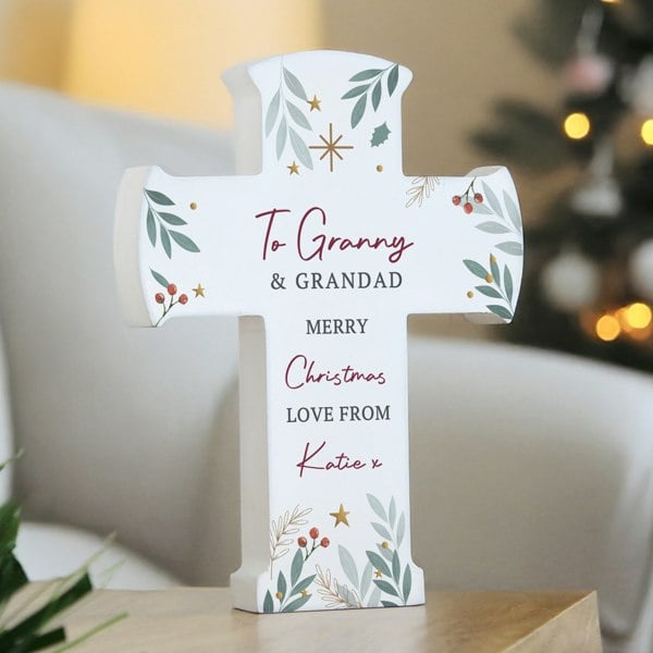 Personalised Memento Company Personalised Christmas Wooden Cross Ornament