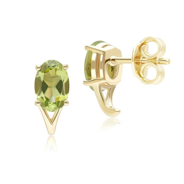 Gemondo Classic Oval Peridot Stud Earrings in 9ct Yellow Gold 7x5mm