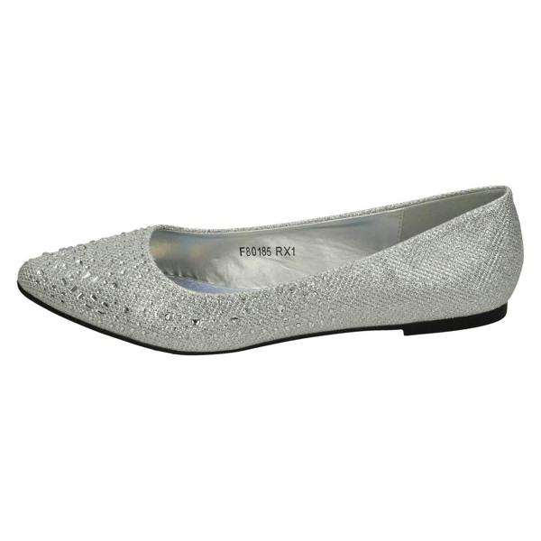 Anne Michelle Ladies Anne Michelle Diamante Flat Ballet Shoe