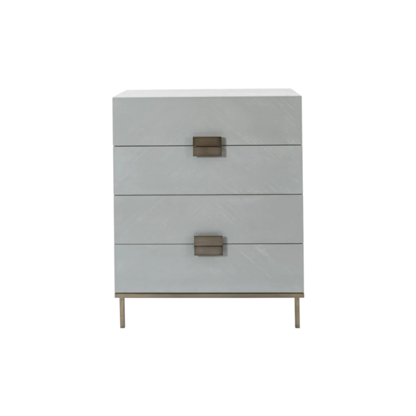  Lilly Grey Oak Wood & Bronze Chest of 4 Drawers by Twenty10 Designs