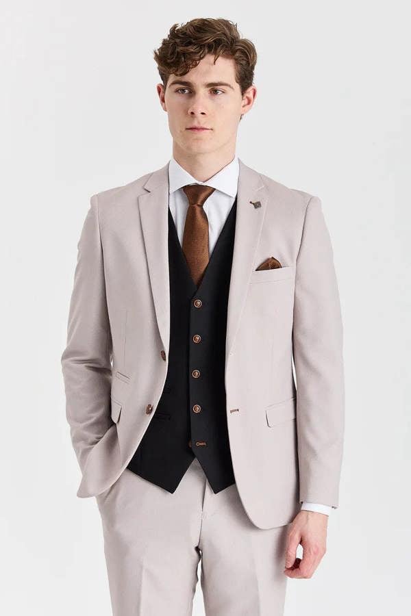 Paul Andrew Mayfair Stone Textured Suit With Black Waistcoat