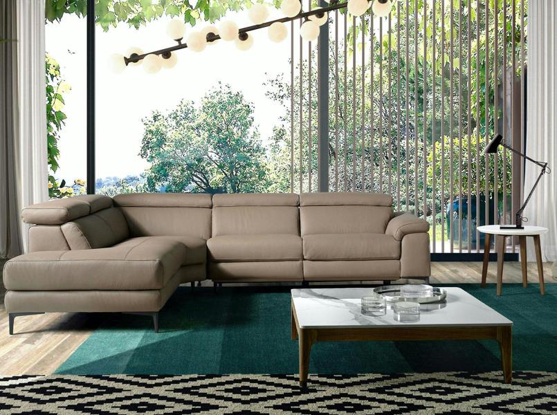 Angel Cerdá Relax corner sofa in mink leather 6042/6043