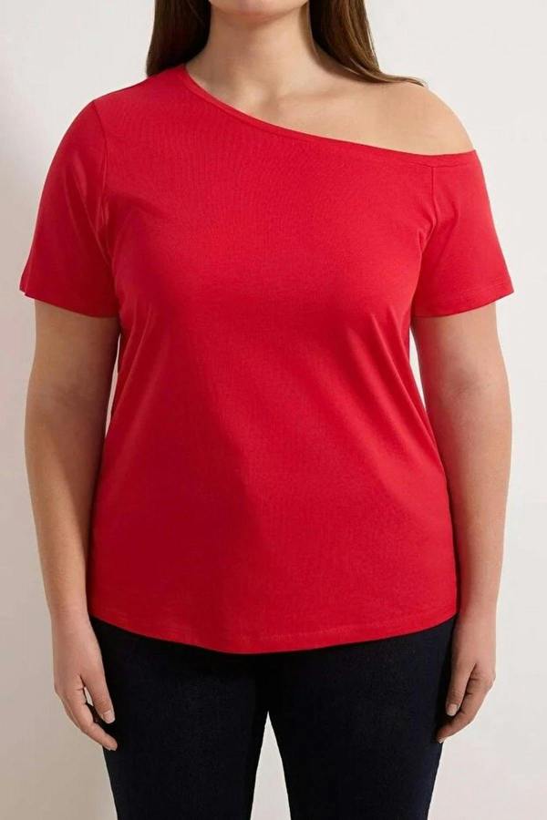 WOVCOR Off-Shoulder Detail 100% Cotton Knitted Blouse