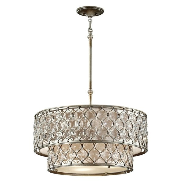 6 Bulb Chandelier Hanging Pendant LIght Burnished Silver LED E27 60W Bulb Loops