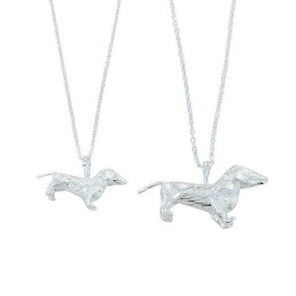 Large Sterling Silver Fergus the Dachshund Necklace - Reeves & Reeves