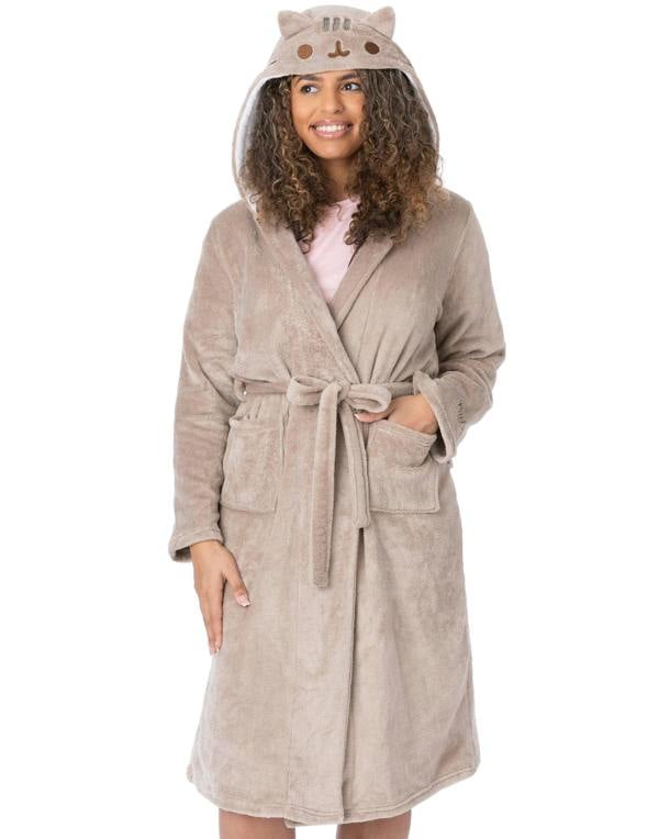 Pusheen Womens Brown Pusheen The Cat Hooded Bathrobe