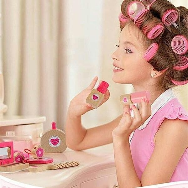 HYGRAD BUILT TO SURVIVE Kid's Wooden Make Up Toy Set Make Over Princess Make Up Toy Pretend Play Vanity Salon Girls Make Up Toy Set Gift HYGRAD®