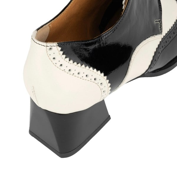 Embassy London Ziggy - Black & White - Women’s Patent Leather lace-up Brogue Heel