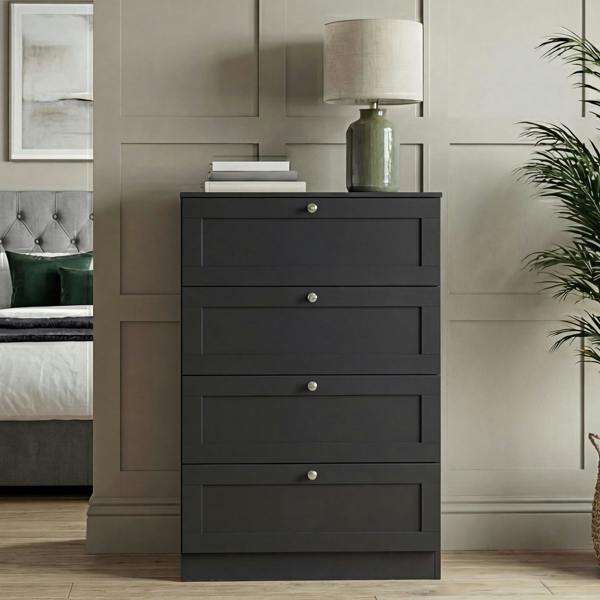 Vida Designs Altino 4 Drawer Chest, Black