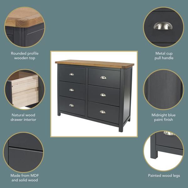 Core Products Dunkeld 3 + 3 Wide Chest of Drawers