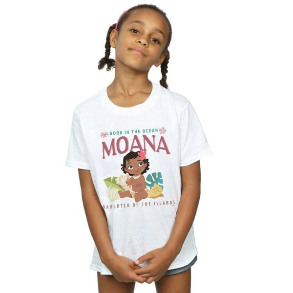 Disney Girls Moana Born In The Ocean Cotton T-Shirt - White