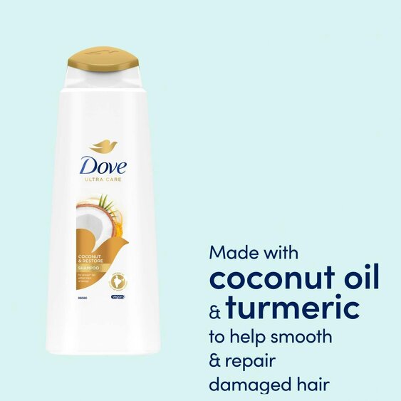 Dove Ultra Care Shampoo - Coconut & Restore 2x400 ml, Bio Restore Technology