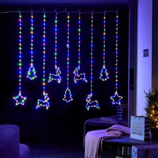 Samuel Alexander 1.2 x 1.1m Christmas Window Curtain Light with 327 Multi-Coloured LEDs