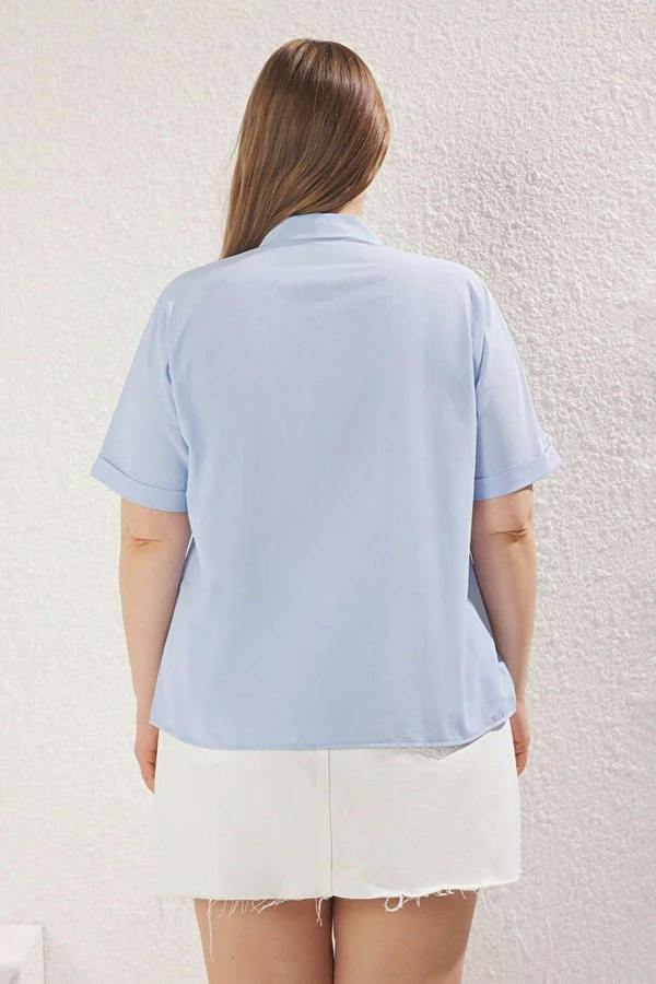 WOVCOR Short-Sleeve Embellished Woven Plus Size Shirt