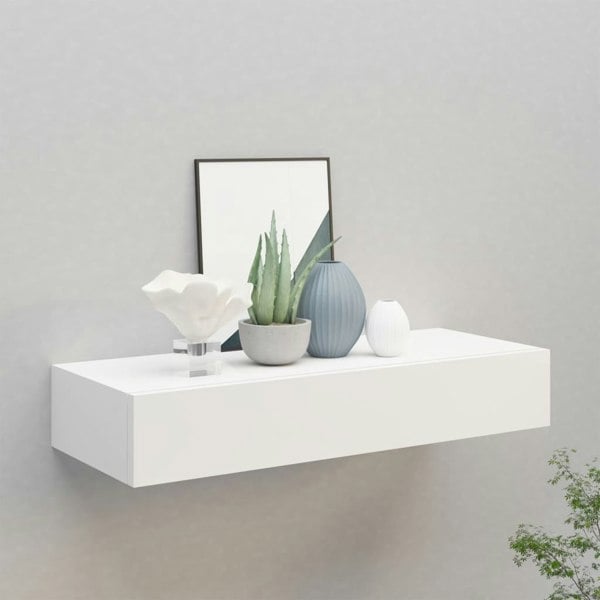 Berkfield Wall-mounted Drawer Shelf White 60x23.5x10 cm MDF