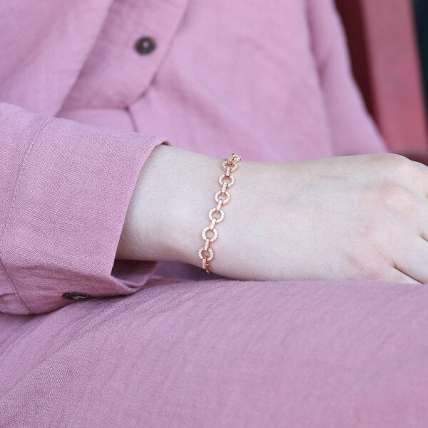 The Colourful Aura Zircon Round Chain Link Sliding Adjustable Bracelet