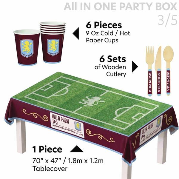 Aston Villa FC All in One Party Box Set, Kitchen Accessories, Sports, Gift