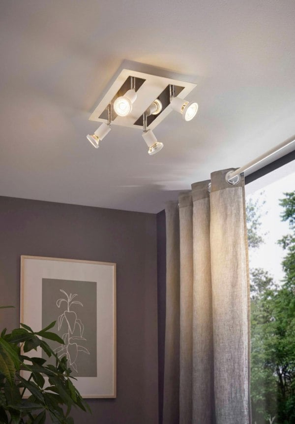 EGLO Sarria 4-Light Square Spotlight In White/Chrome