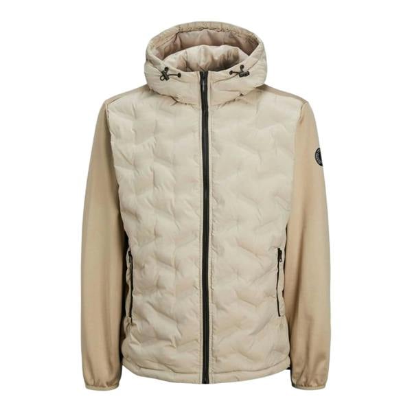 Jack And Jones Mens Hooded Hybrid Jacket - Crockery - 