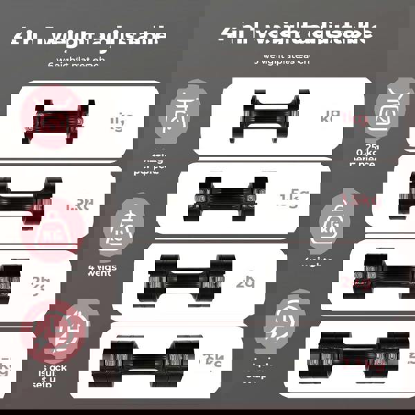 Centra Pair Adjustable Dumbbells 1-2.5kg Metal Home Gym Exercise Weight Training