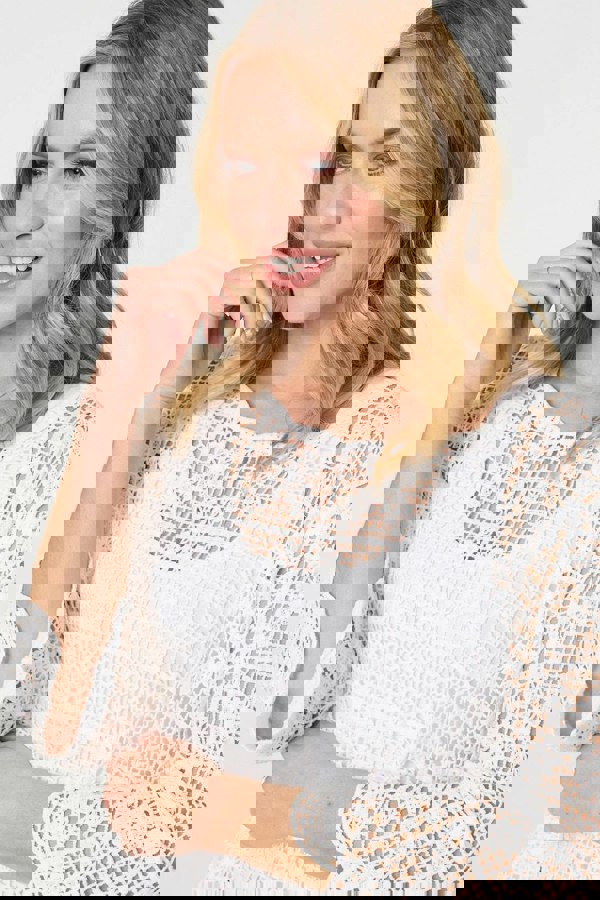 White | Lace Crochet Semi Sheer Layered Top
