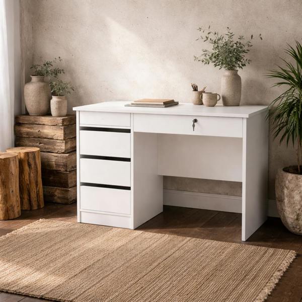 Wyld Haus Billabong White Wooden 4 Drawer Desk
