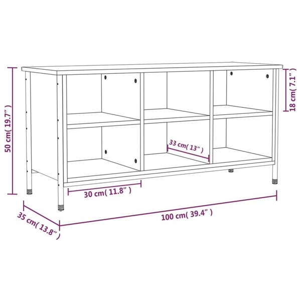 Berkfield Shoe Cabinet Grey Sonoma 100x35x50 cm Engineered Wood