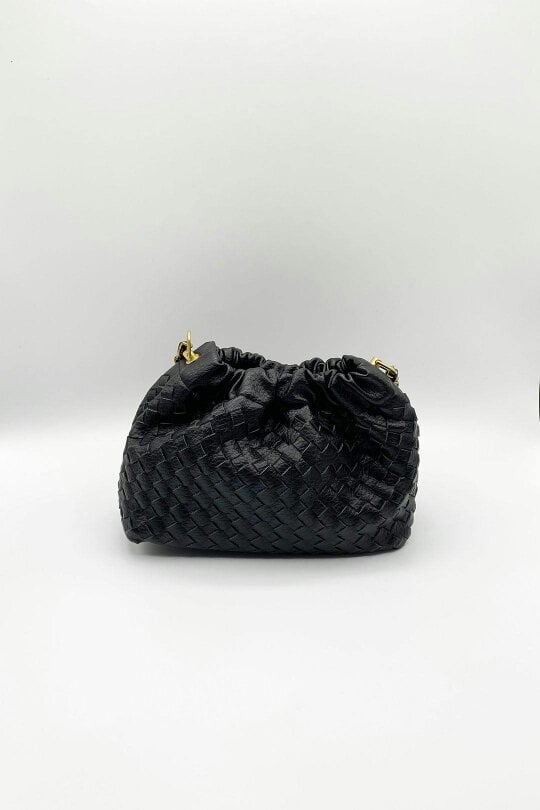 SVNX Woven Crossbody Handbag in Black