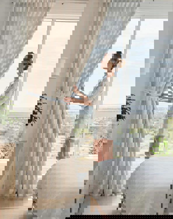 Anyhouz Anydrape Curtain Beige 150cmx250cm Romantic French Linen Jacquard Lace Blackout Curtain