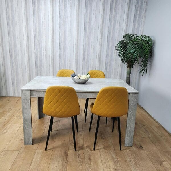 Kosy Koala Wooden Rectangle Dining Table Set With 4 Mustard Gem Pattern Chairs - Dining Room Furniture