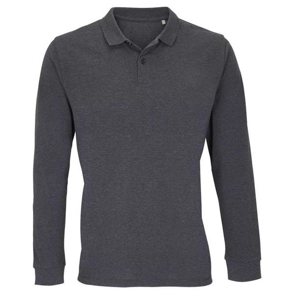 SOLS Unisex Adult Planet Long-Sleeved Polo Shirt - Charcoal Melange