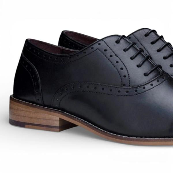 London Brogues Men's Classic Oxford Black Leather Gatsby Brogue Shoes