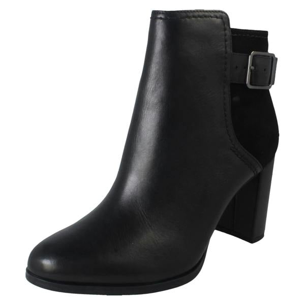Clarks Ladies Clarks Buckle Detailed Zip Fastening Leather Ankle Boots Freva85 Buckle
