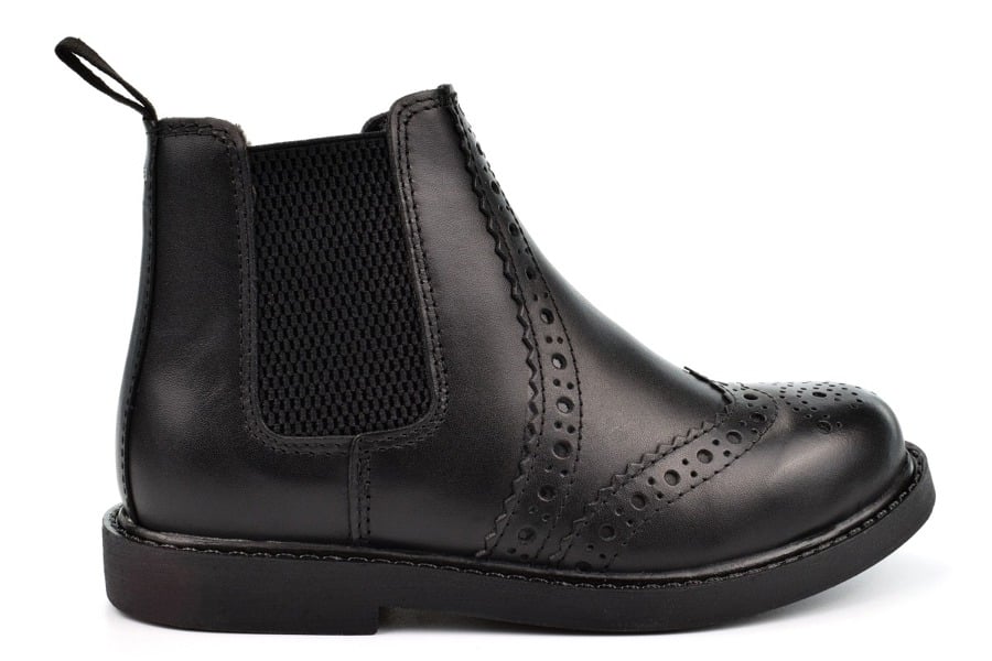 Roamers Boys Leather Ankle Boots - Black