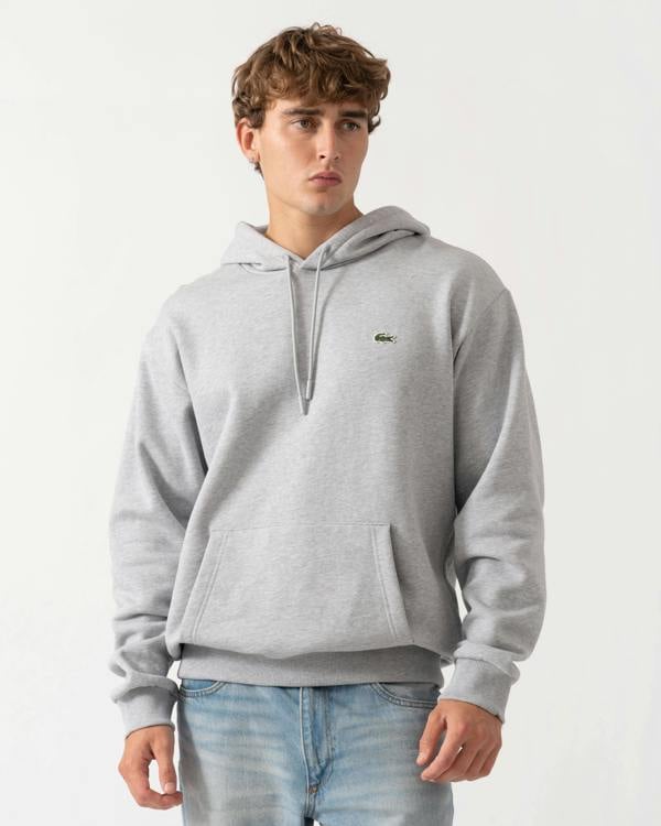 Lacoste Fleece Mens Classic Fit Hoodie - Grey Chine CCA | CHO | Designer Mens Hoodies