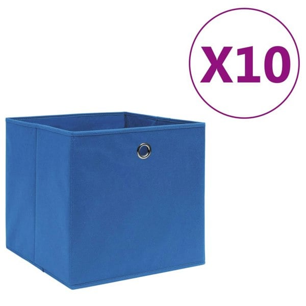 Berkfield Storage Boxes 10 pcs Non-woven Fabric 28x28x28 cm Blue