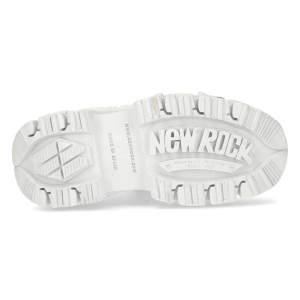 New Rock Unisex White Leather Gothic Punk Boots- M-TANK106-C1