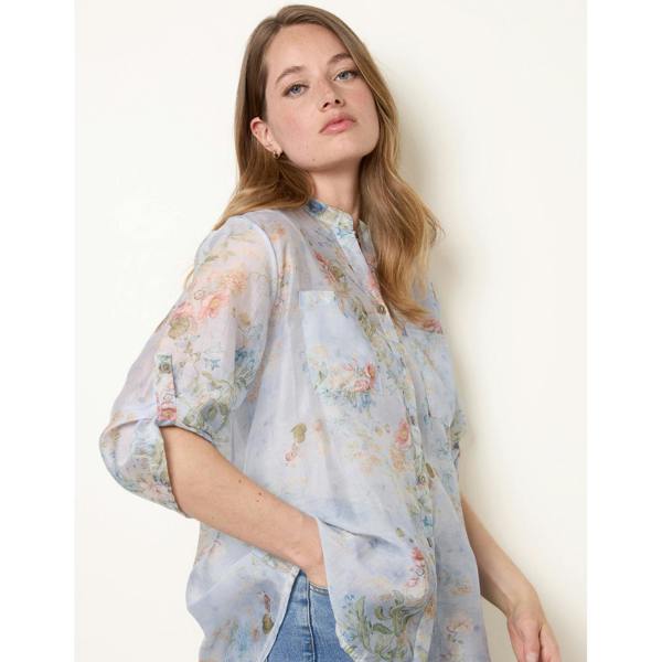 Blue Vanilla Sheer Floral Shirt