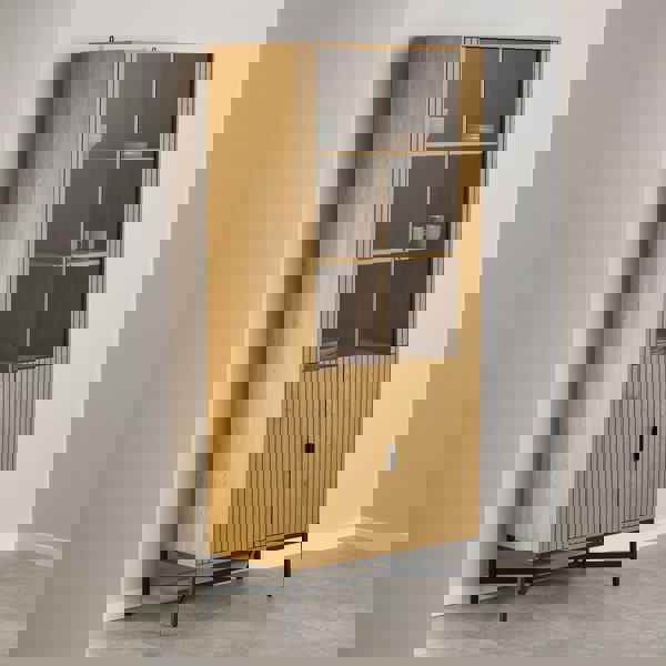 Furniture To Go Jaipur Display Cabinet With 4 doors and 6 Shelves in Wild Oak