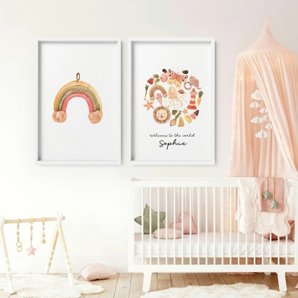 Boho nursery decor | set of 2 wall art prints