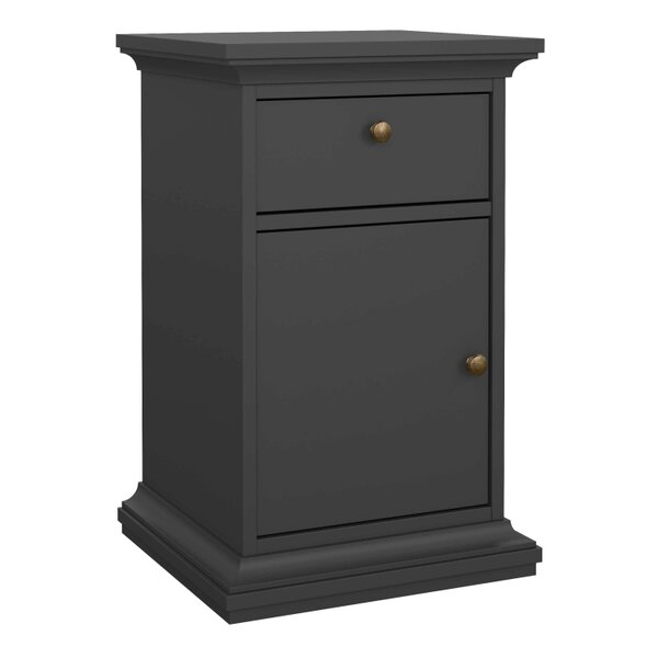 Wyld Haus Osaka Farmhouse Dark Grey Wooden Bedside Table 1 Door 1 Drawer