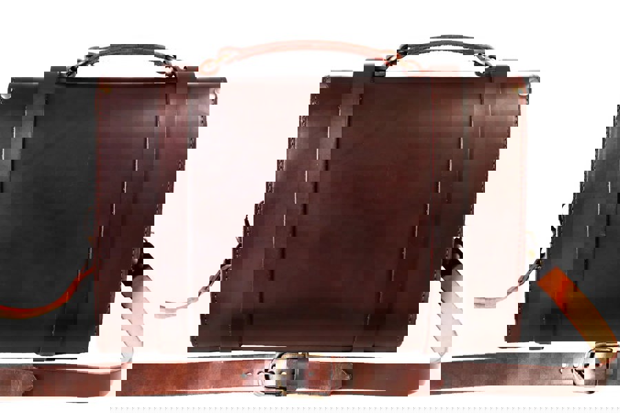 Leather Briefcase in Cuoio Dark Brown Mod 119