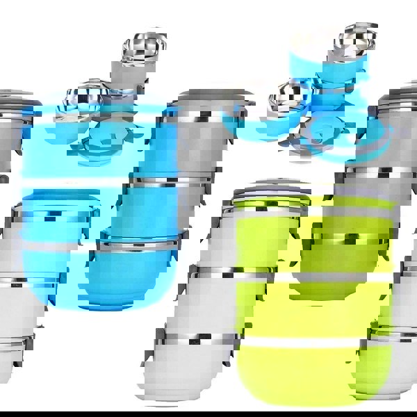 Rozi Freshbox 3-Layer Stainless Steel Bento Lunch Box (Blue)