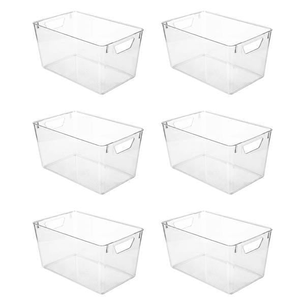 TOQUE 6PCS Fridge Storage Bins Clear Kitchen Organiser Containers PET Stackable