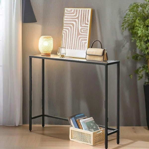 Rafaelo Mobilia Black Metal Hallway Console Table