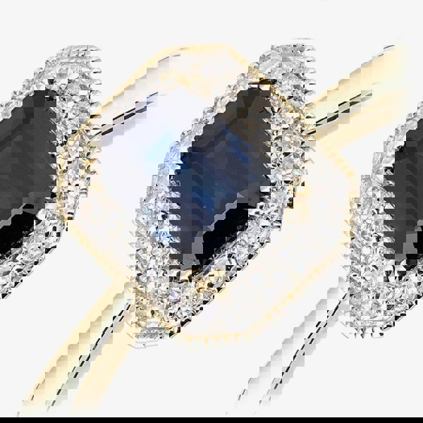 T. H. Baker 9ct Yellow Gold Blue Sapphire Diamond Cluster Ring DR1619YSA