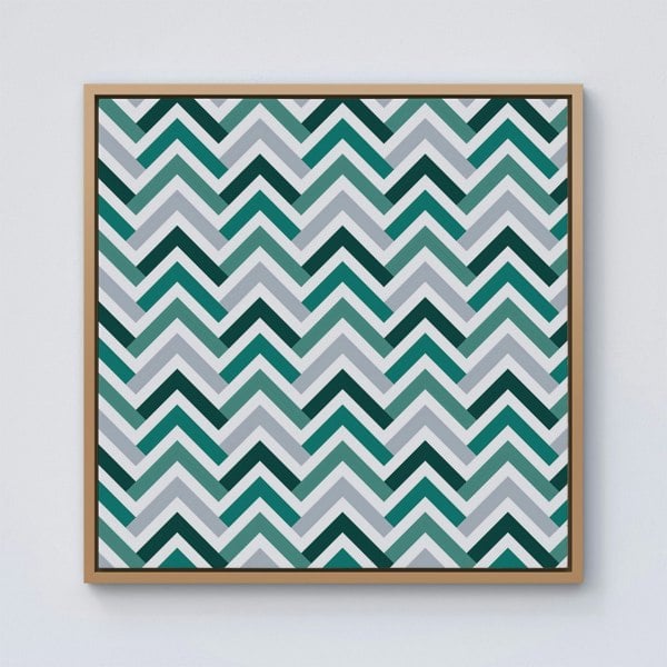 Warren Reed Retro Vintage Colored Chevron Pattern Framed Canvas