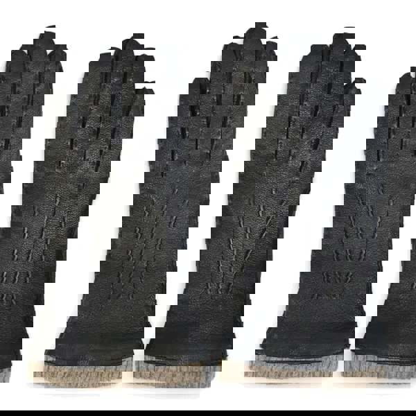 Infinity Leather Men’s Genuine Leather Wool Lined Ribbed Knit Cuff Gloves