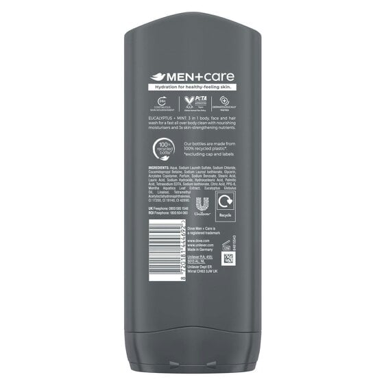Dove Men+Care Eucalyptus + Mint 3-in-1 Hair, Face and Body Wash 6x400ml