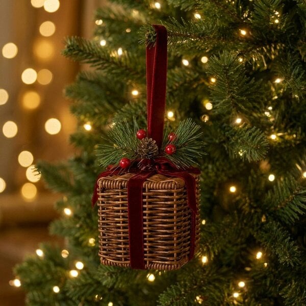 Garden Greatness Woven Rattan Present Hanging Decoration